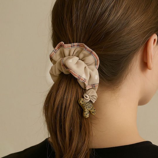 Avizar Set 3 Scrunchies Casual Nod de Păr Irisé Charms Minimalist Bej Bej