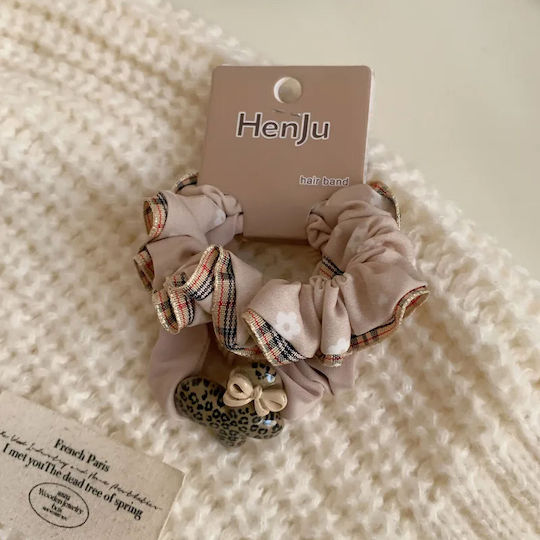 Avizar Set 3 Scrunchies Casual Nod de Păr Irisé Charms Minimalist Bej Bej