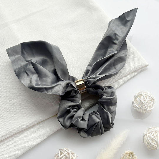 Avizar Scrunchie Short Scarf Hair In Satin Butterfly Refined Gray Grey