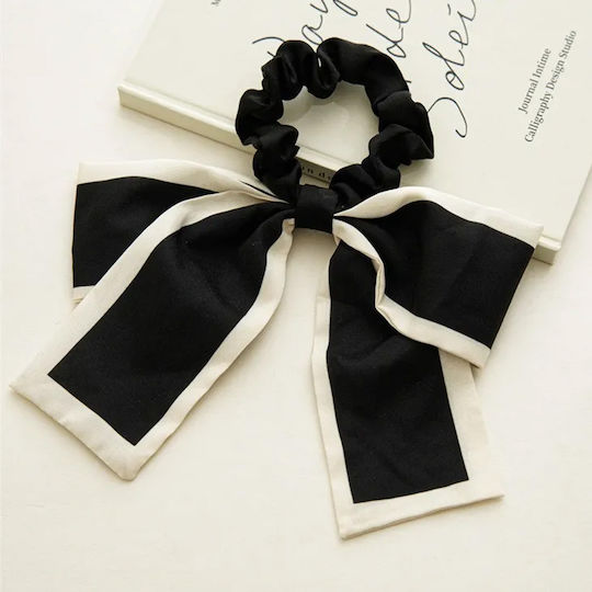 Avizar Classic Scrunchie Elastice Pentru Păr Din Satin Fundă Chic Negre