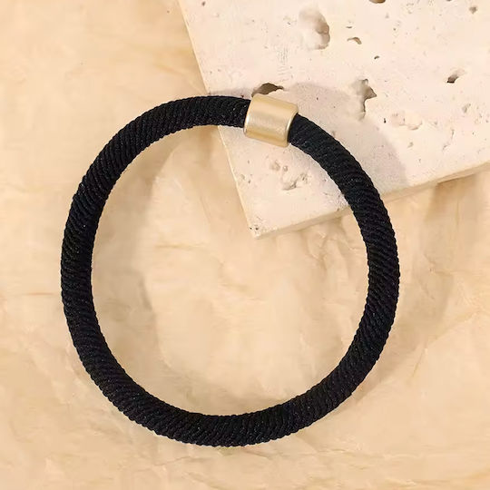 Avizar Elastische Gedrehte Haargummis Gold Spitze Minimalistisch Schwarz Schwarz