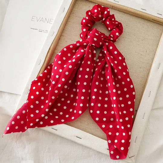 Avizar Scrunchie Eșarfă Lungă Pentru Păr În Roșu Casual Cu Buline Roșii