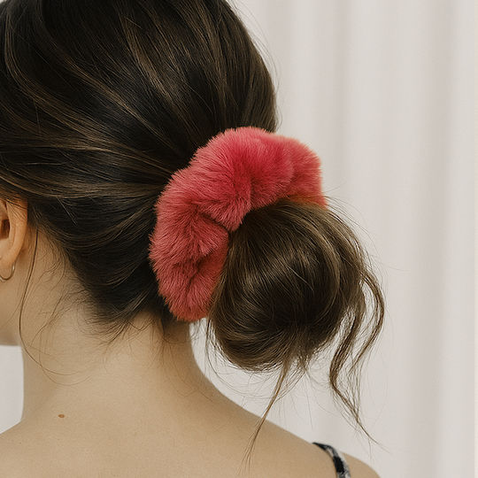Avizar Lint Scrunchie Hair In Minky Fluffy Delicate Fuchsia Pink