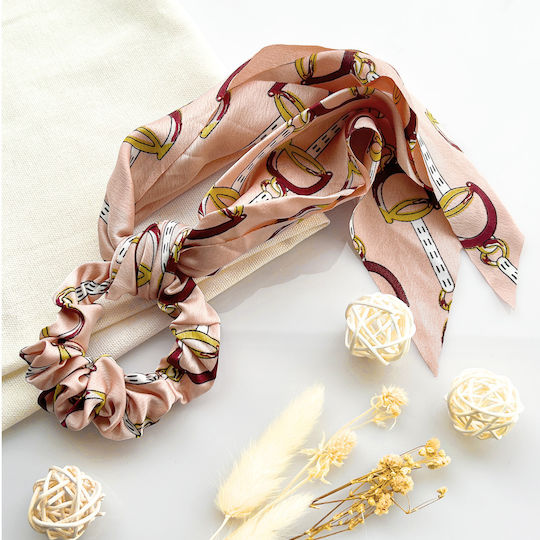 Avizar Scrunchy Langes Haarband Mit Barock Druck Satin In Rosa Pink