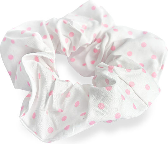 Avizar Klassischer Scrunchy Haar In Weichem Baumwolle Retro Chic Rosa Punkt Weiß Rosa