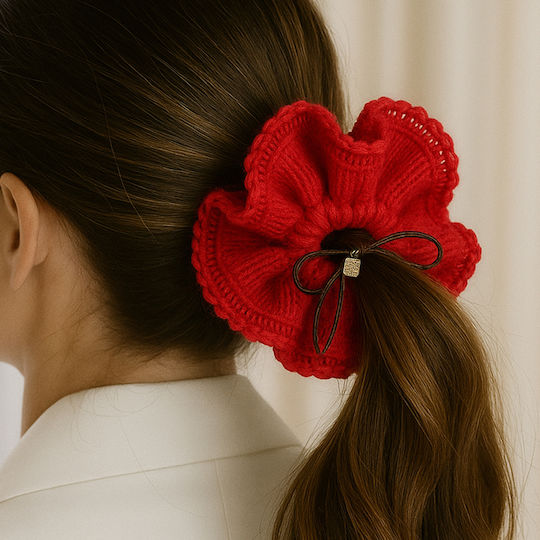 Avizar Класик Scrunchie Червен Минималистичен Мек Мрежест Гумени Ластици За Коса Червени