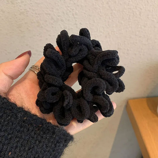 Avizar Klassisches Samt Scrunchy Haargummi Schwarz Schwarz