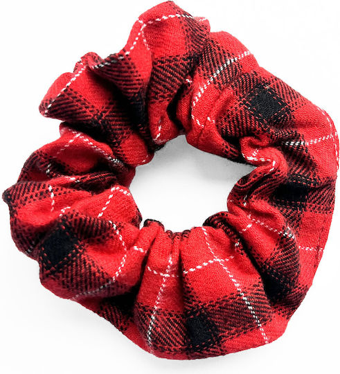 Avizar Classic Scrunchie Hair In Flannel Checked Minimalist Red Red Black
