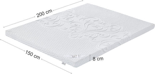 Mattress Topper Double Memory Foam with Removable Cover and Strapped 150x200x8cm