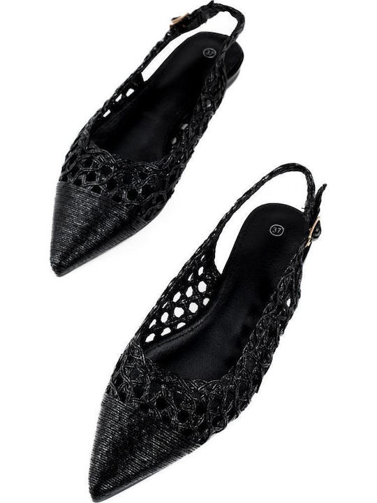 Γυναικείες Μπαλαρίνες Slingback σε Μαύρο Χρώμα