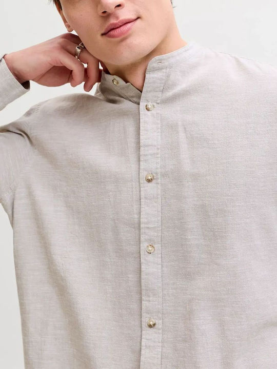 Long Sleeve Linen Shirt Beige