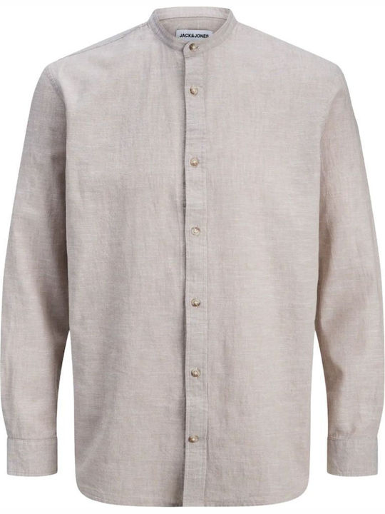 Long Sleeve Linen Shirt Beige