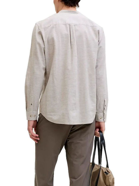 Long Sleeve Linen Shirt Beige