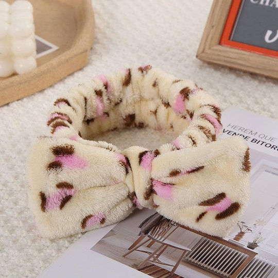 Avizar Leopard Print Polar Fur Hair Spa Banner Beige Pink Beige