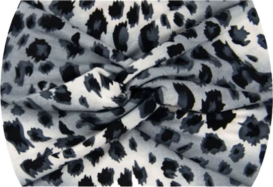 Avizar Crossed Headband Hair In Soft Cotton Leopard Printed Chic Gray Grey
