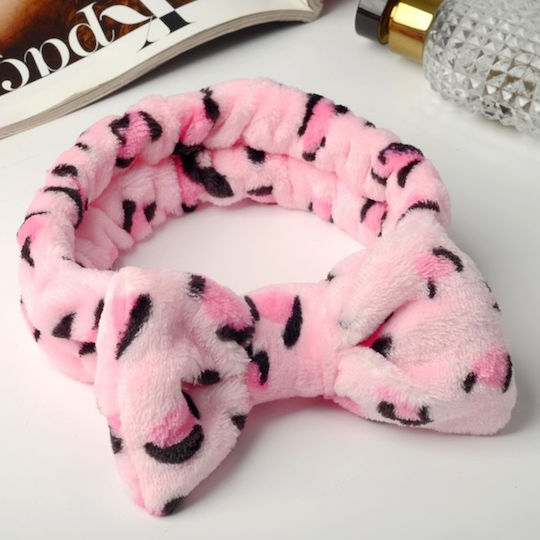 Avizar Leopard Pink Printed Polar Fur Hair Spa Banner Pink