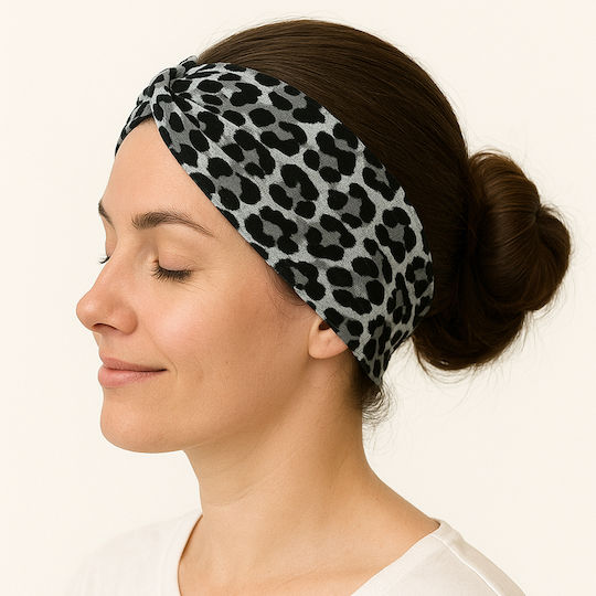 Avizar Crossed Headband Hair In Soft Cotton Printed Leopard Chic Black Black