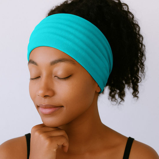 Avizar Crossed Headband Hair In Soft Cotton Refined Solid Turquoise Turquoise