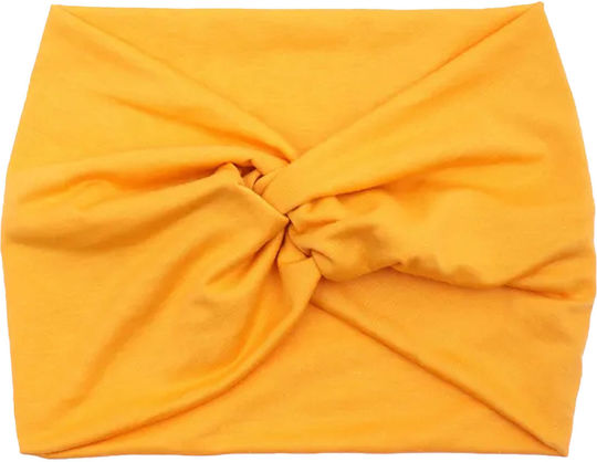 Avizar Crossed Headband Hair In Saffron Yellow Soft Solid Cotton Yellow