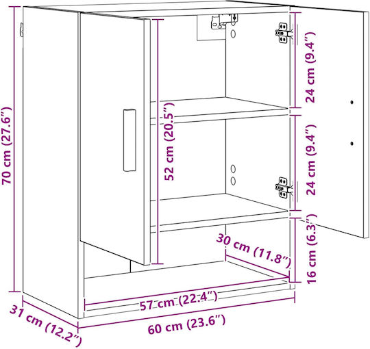 Ράφι Καρυδιά Χειροποίητης Εργασίας 60x31x70εκ.