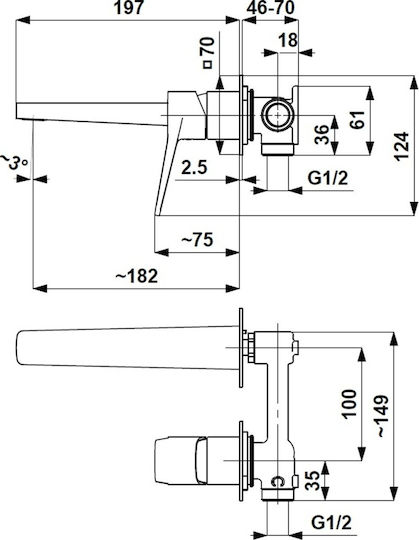 KFA Built-in Mixer & Mouthpiece Set for Bathroom Sink Gold