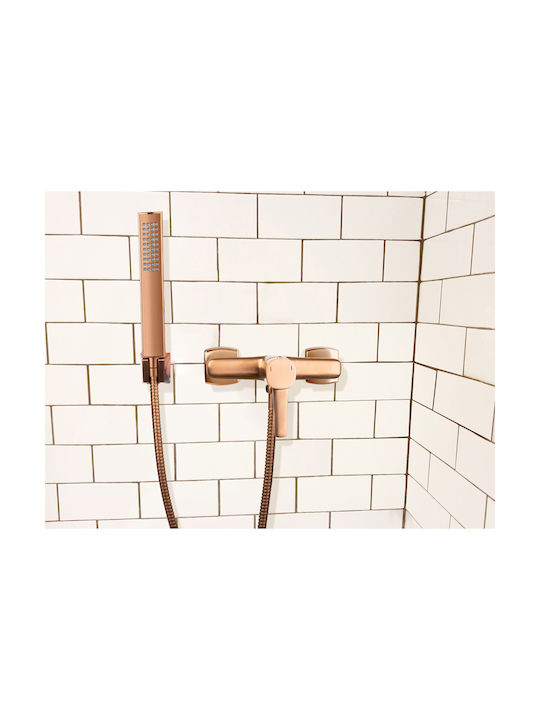 Invena Built-in Mixer Phone & Shower Head Set for Shower Copper