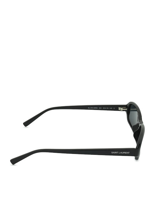 Ysl Unisex Sunglasses with Black Horn-Rimmed Frame and Black Mirror Lens SL 872 ERIN 001