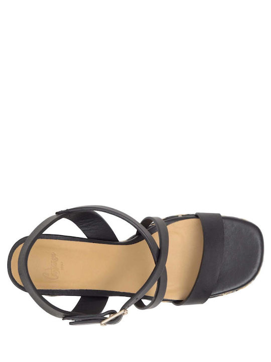 Damen Sandalen Schwarz Leder