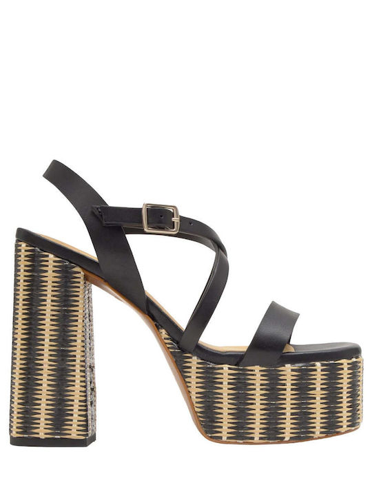 Damen Sandalen Schwarz Leder