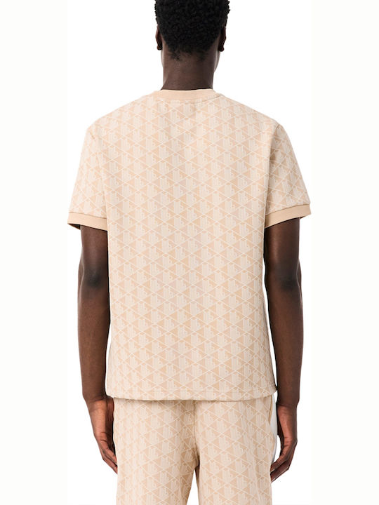 Lacoste Herrenblusen Kurzarm Rundfarbe Beige-Weiße