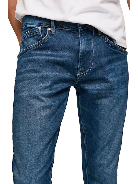 Men's Regular Fit Elastic Straight Blue Jeans Pants