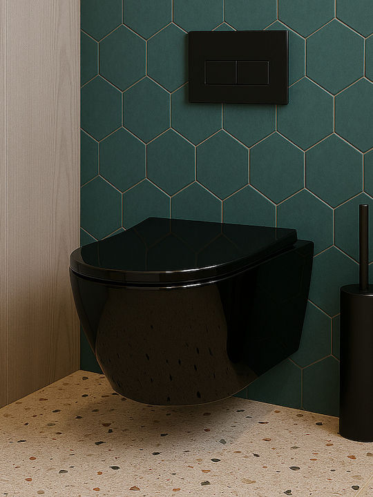 H2O Wall-Mounted Toilet Rimless with Soft Close Cover Black 5208001000011