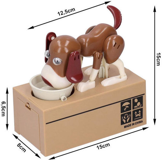 Interactive Coin Money Box Dog Thief Batteries Piggy Bank 15x8x15 Cm Aria Trade