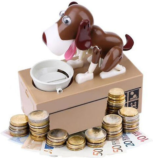 Interactive Coin Money Box Dog Thief Batteries Piggy Bank 15x8x15 Cm Aria Trade