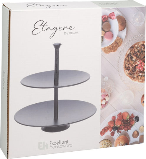 Etajeră Metalică Cu 2 Niveluri Neagră Ø25xÎ36.5cm