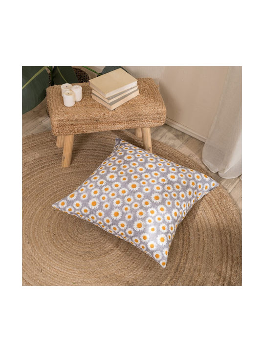 Teoran Floor Pillow Floreta 100% Cotton Gray 65x65cm
