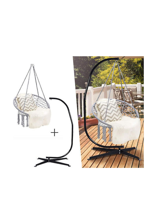 Hanging Metallic Grey Armchair Swing Load Capacity Up To 120kg