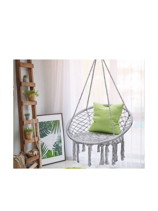 Hanging Metallic Grey Armchair Swing Load Capacity Up To 120kg