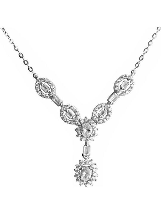 Schmuckset Mit Halskette Und Ohrringe Aus Silber Mit Steinen