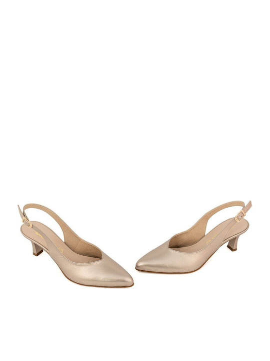 Ragazza Leder Pumps mit Mittlerem Absatz Goldene Ragazza Leder Pumps mit Mittlerem Absatz Goldene