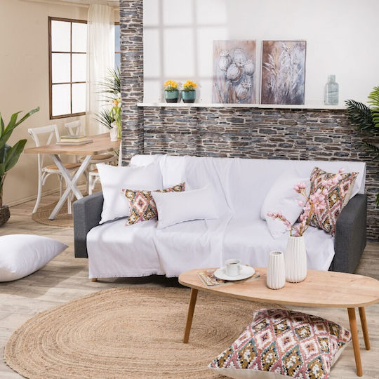 Teoran Bari Ριχτάρι Διθέσιου Καναπέ Chenille 180x250εκ. Λευκό
