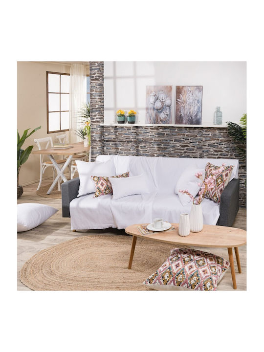 Teoran Bari 00 Three-Seater Sofa Throw Chenille 180x300cm White