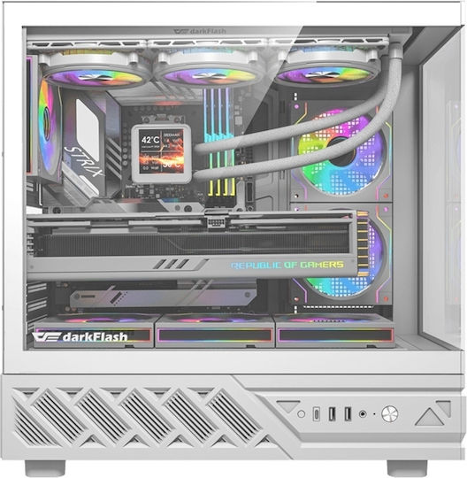 Darkflash DS950V Gaming Midi Tower Κουτί Υπολογιστή με Πλαϊνό Παράθυρο Λευκό