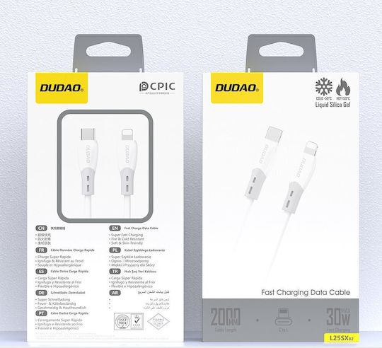 Dudao L25sx Заряден Кабел За Пренос На Данни Usb-C/Lightning 30W 2M Бял