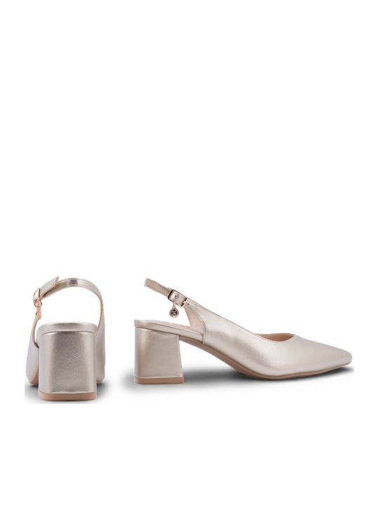 Pumps mit Riemen Goldene