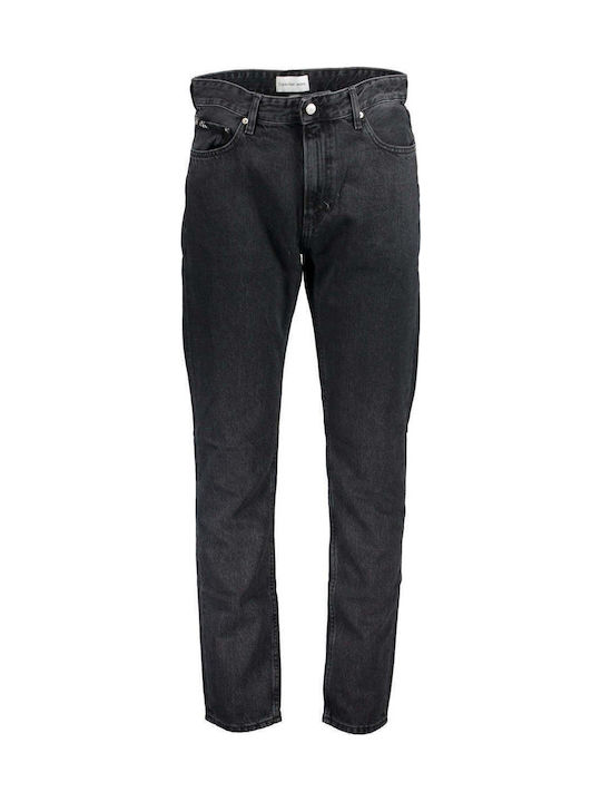 Ανδρικό Παντελόνι Τζιν Cropped με Regular Straight Εφαρμογή Denim Black