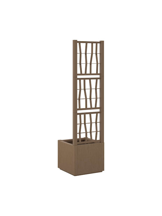 vidaXL Пластмасова Кафява Саксия За Цветя 36x36x140см