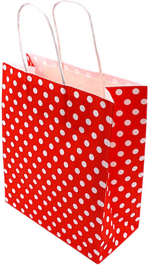 Polka Dot Paper Gift Bag Orange 27x11x27cm