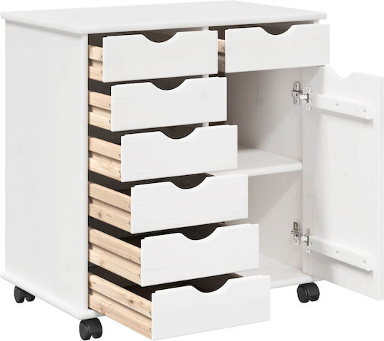 Office Drawer Made of Solid Wood Natural 63.5x39x65.5cm