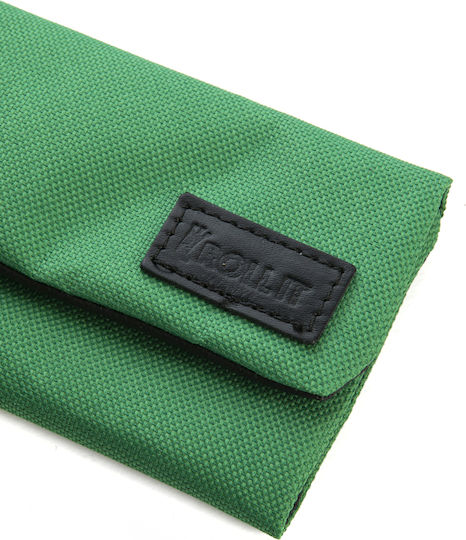 Rollit Rollit Tobacco Pouch Made of Artificial Leather Green with Button Closure 15.5x8cm